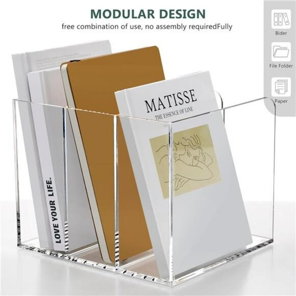 Clear acrylic file folder organizer magazine holder desk storage rack - Picture 6 of 8